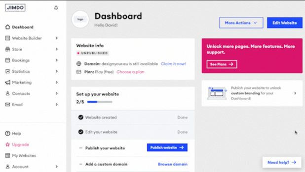 Jimdo Dashboard