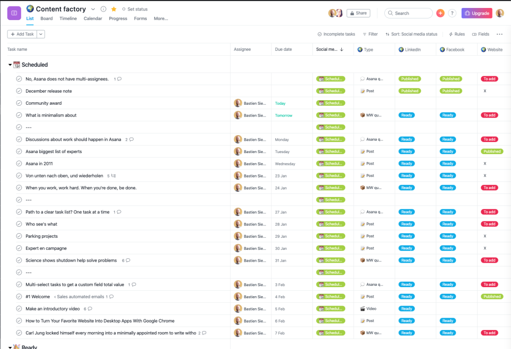 asana gestion de proyectos